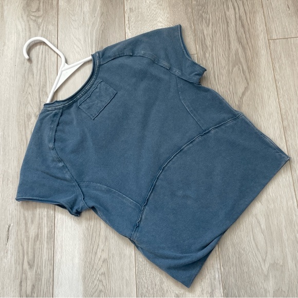 Free People Tee protagonist crop cap sleeve top womens Blue (xsmall) casual boho - Picture 5 of 7
